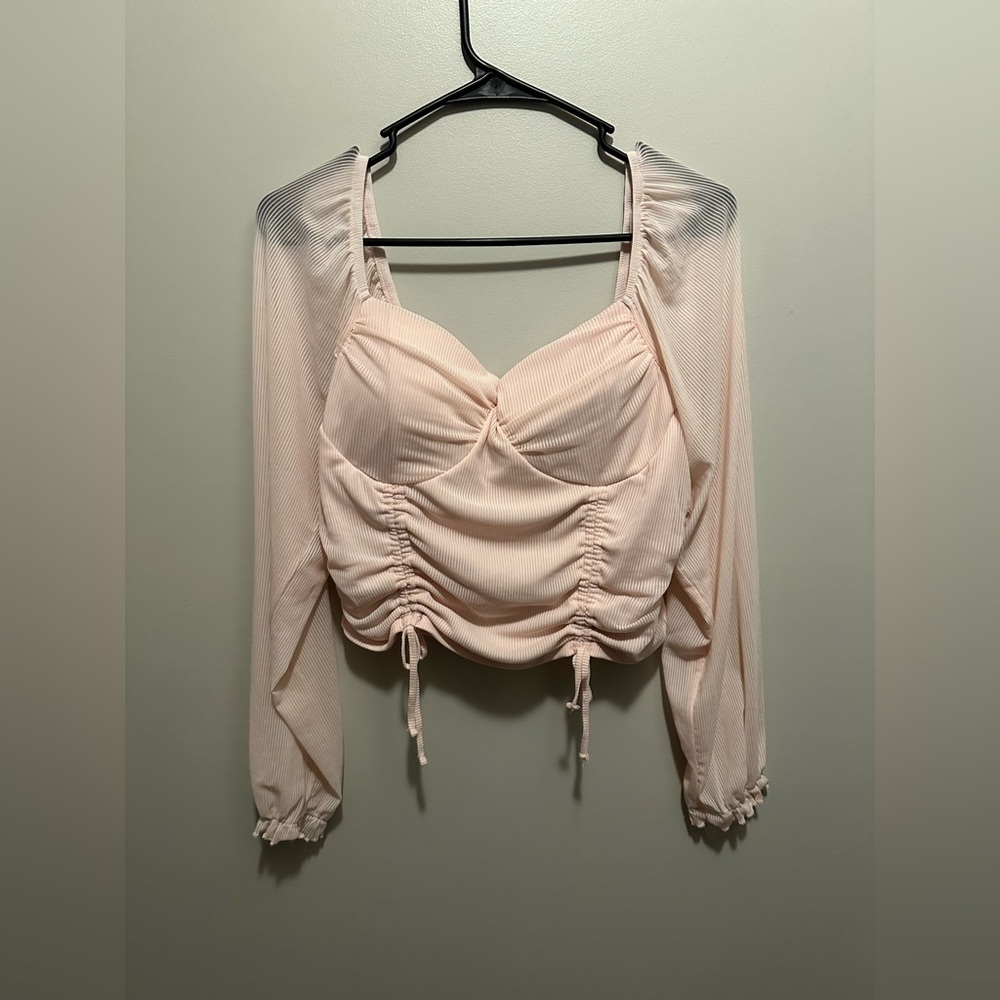 Pink long sleeved crop top